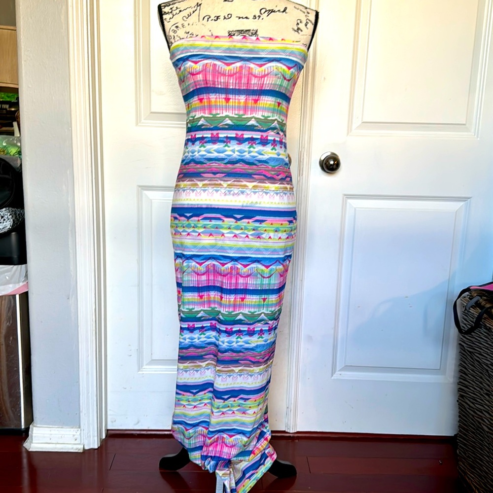 NWT Club L Pastel Multicolor Bandeau Maxi Dress size M